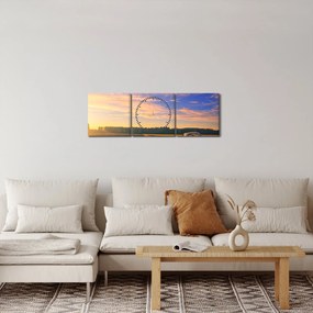Obraz żółtego samochodu na polu (z zegarem) (90x30 cm)