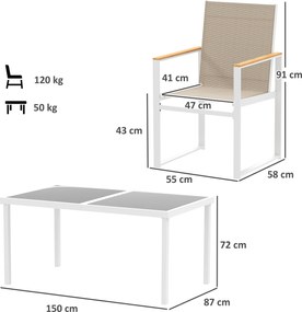 Outsunny 5-częściowy zestaw do jedzenia na zewnątrz, stół ze szkła hartowanego, 4 krzesła, odporny na warunki atmosferyczne, rama stalowa, meble tarasowe, wielobarwny