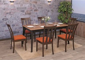 Krzesło do jadalni MCW-G46 (zestaw 6 sztuk),  ciemna rama, pomarańczowe