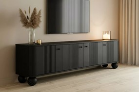 Szafka RTV Vesper 4D 187 cm - czarny / czarne uchwyty / nogi kule