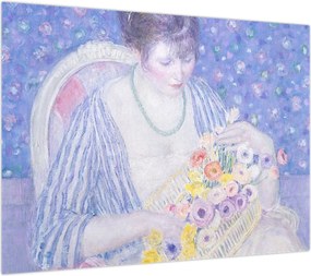 Obraz na szkle - Frederick Carl Frieseke,  The Basket of Flowers, reprodukcje (70x50 cm)