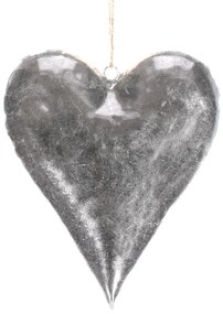 Zawieszka metalowa w kształcie serca, srebrna, 15x 2 x 18 cm