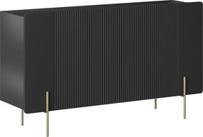 Komoda Malmi 150 cm trzydrzwiowa - czarny mat / złote nóżki