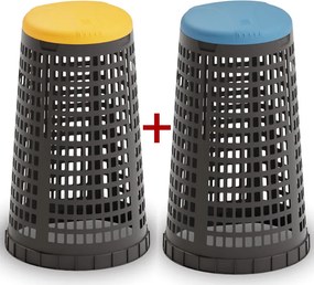 Plastikowy kosz na worki na odpady 120 l 1+1 GRATIS czarny, żółty + niebieski