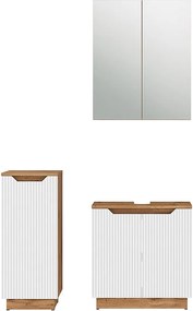 Zestaw mebli łazienkowych dąb/białe paski 59.8x32x62.1 lotta
