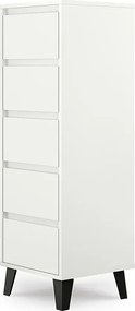 Wysoka biała komoda z 5 szufladami A8-S55