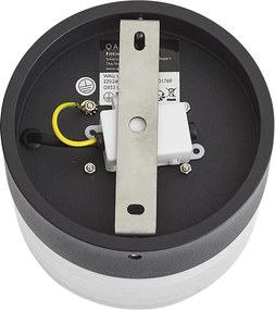 Designerski kinkiet czarny ze szkłem opalowym IP44 - Michele