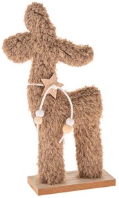 Dekoracja świąteczna Renifer tekstylny 23 cm, włochaty polar