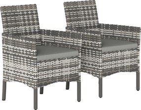 Outsunny 2-częściowy zestaw rattanowych krzeseł ogrodowych z poduszkami i stalową ramą, Szare | Aosom PL