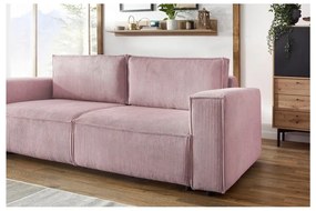 Jasnoróżowa sztruksowa rozkładana sofa 245 cm Nihad – Bobochic Paris