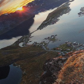 Obraz - Krajobraz górski, Norwegia (z zegarem) (90x30 cm)