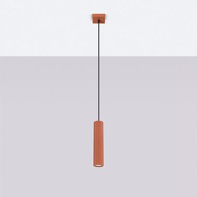 Lampa wisząca minimalistyczny Gloow, aluminium - 1 źródło światła 4000K - L.8 x H.118 cm - ochra czerwona