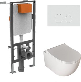 Zestaw LERA stelaż podtynkowy WC z miską wiszącą LERA i przyciskiem White matt