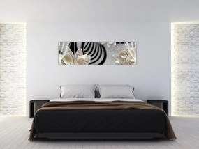 Obraz - 3D złote kwiaty (170x50 cm)