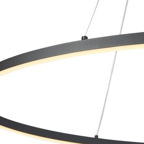 Designerska lampa wisząca czarna owalna 120 cm z LED z 3-stopniową regulacją ściemniania - OvalloDesignerski Oswietlenie wewnetrzne