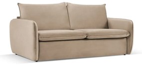 Beżowa aksamitna rozkładana sofa 214 cm Vienna – Cosmopolitan Design