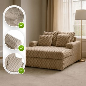 Fotel Wypoczynkowy Sofa KOBEL Beżowy Pluszowy Nowoczesny