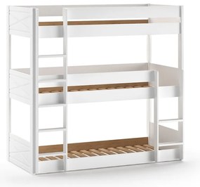 Białe piętrowe łóżko dziecięce z litego drewna sosnowego 90x200 cm Scott – Vipack