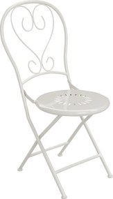 Składany metalowy zestaw ogrodowy imitujący żelazo kute - stół śr. 60 cm i 2 krzesła - Biały - GUERMANTES od MYLIA