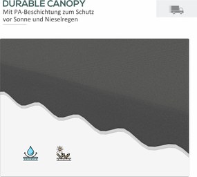 Outsunny Parasol ogrodowy, Parasol boczny, dekoracyjny rant, dach wentylacyjny, rama metalowa, 2,4x2,4x2,6m, Ciemnoszary