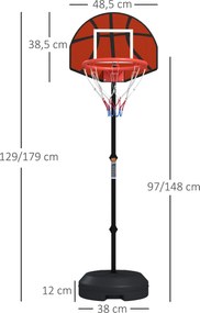 SPORTNOW Stojak do koszykówki, regulowana wysokość, magnetyczna tarcza do darta, 98-148 cm, Czarny