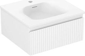 Mexen Rivel szafka łazienkowa 50 cm z umywalką Vela, 1 szuflada, ryflowana , biała mat - 91A20-05023-1-BF01-W23M01