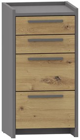 Nowoczesna komoda z 4 szufladami dąb artisan + antracyt G6-C54