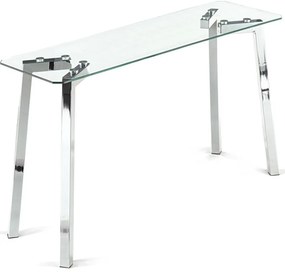 Srebrna konsola ze szklanym blatem 40x125 cm Kirk – Tomasucci