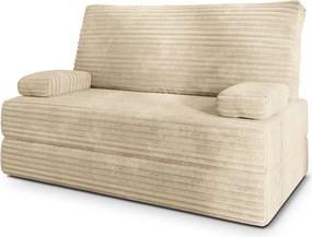 Masseno Sofa piankowa LADIA z funkcją spania, Kanapa z pianki do salonu, Bezmontażowa, Tkanina sztruksowa – Kremowy TILIA 03