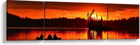 Obraz - Rybacy na jeziorze (170x50 cm)