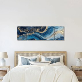Obraz - Abstrakcyjny niebiesko-złoty marmur (170x50 cm)