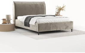 Beżowe tapicerowane łóżko dwuosobowe ze schowkiem i stelażem 140x200 cm Shell – Maison de Rêve