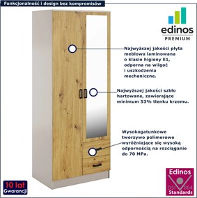 Szafa z lustrem i szufladami kaszmir + dąb artisan A6-B78