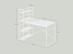 Biurko MAX 4.0 z regałem 120x44 cm, białe