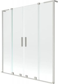 Mexen Velar L Duo parawan nawannowy 2-skrzydłowy rozsuwany 150 x 150 cm, transparent, nikiel szczotkowany - 896-150-003-02-97