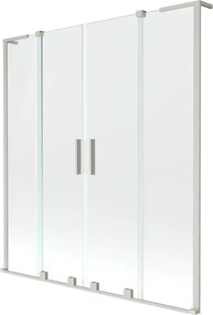 Mexen Velar L Duo parawan nawannowy 2-skrzydłowy rozsuwany 150 x 150 cm, transparent, nikiel szczotkowany - 896-150-003-02-97