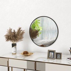 HOMCOM Lustro ścienne okrągłe nowoczesne czarne dekoracyjne do salonu przedpokoju sypialni 61 cm | Aosom PL
