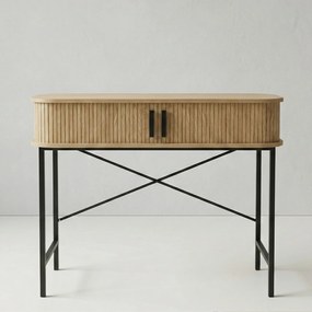 Konsola z rozsuwanymi drzwiami SCAVA, ryflowana, 100 x 35 x 80,5 cm