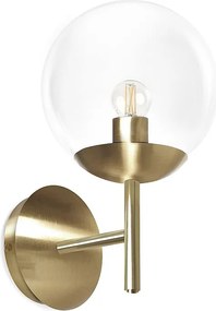 Kinkiet OXY styl klasyczny i ponadczasowy - g?. 20 cm x wys. 32 cm - przezroczysta kula ø20 - wn?trze - E27 40W - IP40 - stal i z?oto