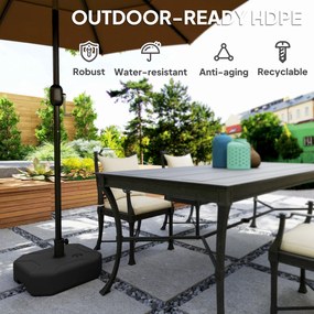 Wypełniany Stojak do Parasoli Outsunny do 25 kg, Kwadratowy Uchwyt, Stojak na Parasol Ø38/48 mm