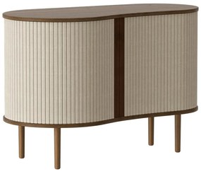 Brązowo-beżowa niska komoda w dekorze dębu z drzwiami przesuwnymi 100x67 cm Audacious – UMAGE