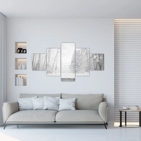 Obraz - Drewniane molo zimą (125x70 cm)