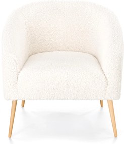 Fotel Grifon 2 tapicerowany tkaniną typu baranek na drewnianych nóżkach