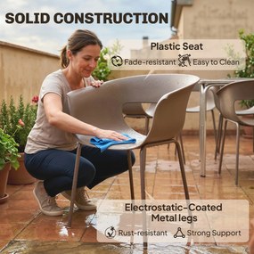 Outsunny Fotele ogrodowe 4 sztuki ergonomiczne z wycięciami podłokietniki odporne na warunki atmosferyczne kawowe | Aosom PL