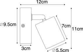 Industrialny reflektor czarny z drewnem, regulowany - Jeana