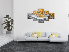 Obraz – Drzewo ze złotymi liśćmi (125x70 cm)