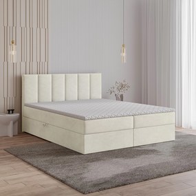 Masseno Łóżko kontynentalne MERIL z pojemnikiem na pościel 180x200 cm - Kremowy, SORO 02