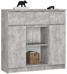 Nowoczesna komoda z szufladami oraz półkami beton F7-E25