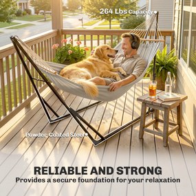 Outsunny Stelaż do hamaka, regulowany, składany, przenośny stojak z torbą, 290x78x100 cm, czarny | Aosom PL