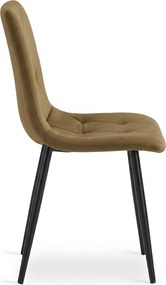 Brązowe aksamitowe krzesło LIBRA OLIVE BROWN z czarnymi nogami
